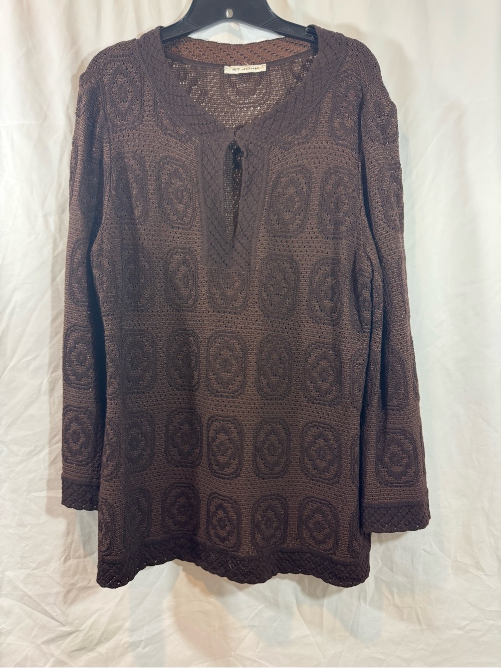 St. John Cozy Crochet Tunic - Brown M